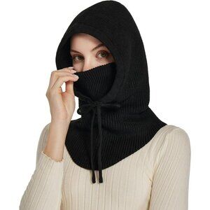 Women Winter Hats Winter Face Mask Ski Mask Warm Face Cover Neck Warmer Black